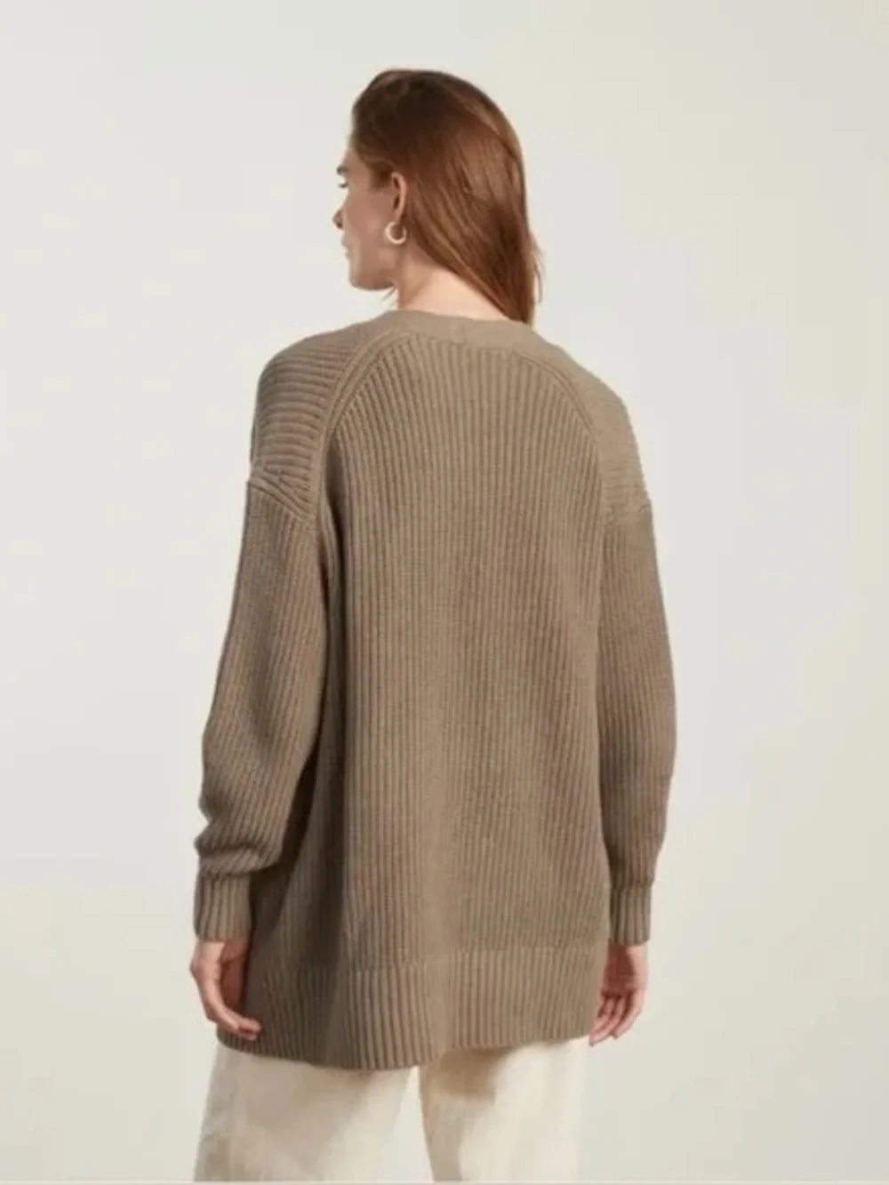 Everlane The Oversized Cotton Ribbed Cardigan in Clay Women’s Medium - Picture 11 of 11